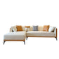 Modern Faux Leather Pillow Top Arm Sofa/Sectional Pillowed Back Cushions for Apartment 114"L x 69"W x 29.5"H Orange White Clearhalo 'furn' 'furn_sectionals' 'Furniture' 'furniture_sectionals' 'kitchen' 'kitchen_sectionals' 'Living Room Furniture' 'Sectionals' 4855484