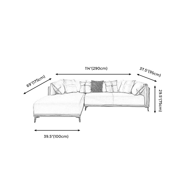 Modern Faux Leather Pillow Top Arm Sofa/Sectional Pillowed Back Cushions for Apartment Clearhalo 'furn' 'furn_sectionals' 'Furniture' 'furniture_sectionals' 'kitchen' 'kitchen_sectionals' 'Living Room Furniture' 'Sectionals' 4855493