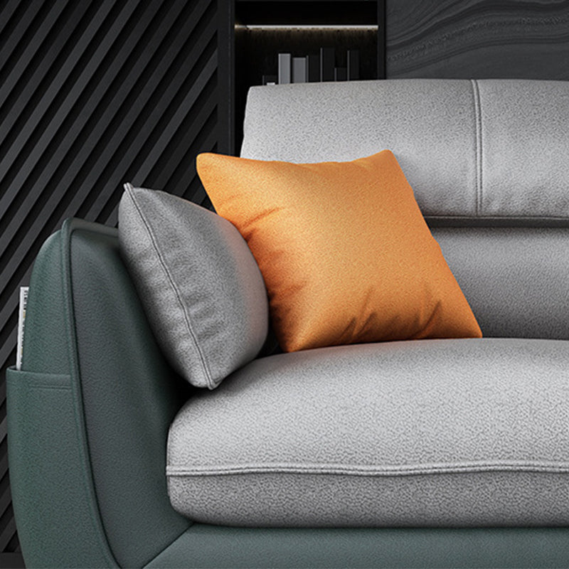 Scandinavian Faux Leather Sofa and Chaise L-Shape Sectional with Storage Clearhalo 'furn' 'furn_sectionals' 'Furniture' 'furniture_sectionals' 'kitchen' 'kitchen_sectionals' 'Living Room Furniture' 'Sectionals' 4855507