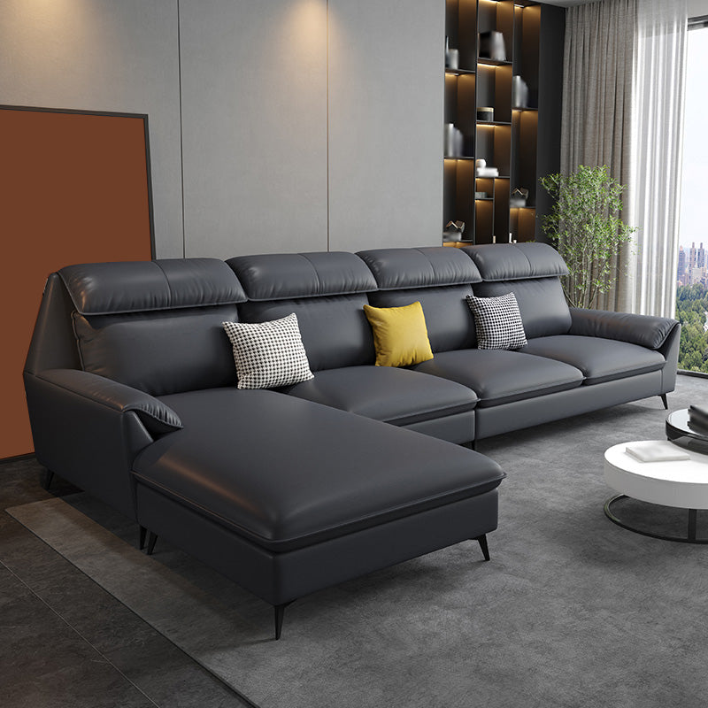 High Back Faux leather Pillow Top Arm Sofa and Sectional with Wear resistant 110"L x 67"W x 39"H Latex Clearhalo 'furn' 'furn_sectionals' 'Furniture' 'furniture_sectionals' 'kitchen' 'kitchen_sectionals' 'Living Room Furniture' 'Sectionals' 4855511