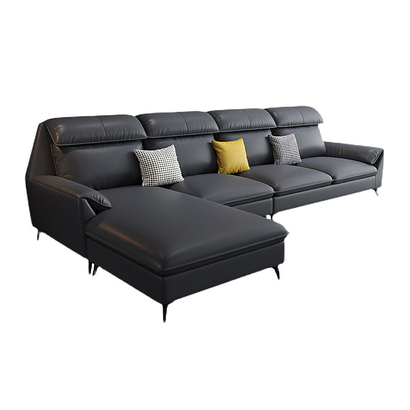 High Back Faux leather Pillow Top Arm Sofa and Sectional with Wear resistant 110"L x 67"W x 39"H Sponge Clearhalo 'furn' 'furn_sectionals' 'Furniture' 'furniture_sectionals' 'kitchen' 'kitchen_sectionals' 'Living Room Furniture' 'Sectionals' 4855512