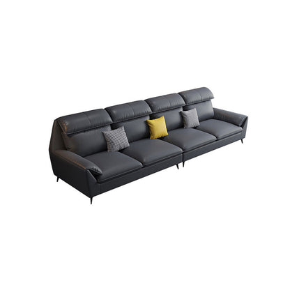 High Back Faux leather Pillow Top Arm Sofa and Sectional with Wear resistant 126"L x 35"W x 39"H Latex Clearhalo 'furn' 'furn_sectionals' 'Furniture' 'furniture_sectionals' 'kitchen' 'kitchen_sectionals' 'Living Room Furniture' 'Sectionals' 4855513