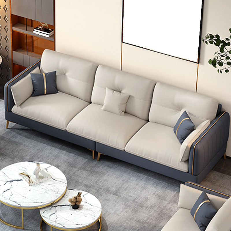 Tufted Back Faux leather Sofa Waterproof Sectional with Square Arms 100"L x 35"W x 31"H Latex Clearhalo 'furn' 'furn_sectionals' 'Furniture' 'furniture_sectionals' 'kitchen' 'kitchen_sectionals' 'Living Room Furniture' 'Sectionals' 4855527