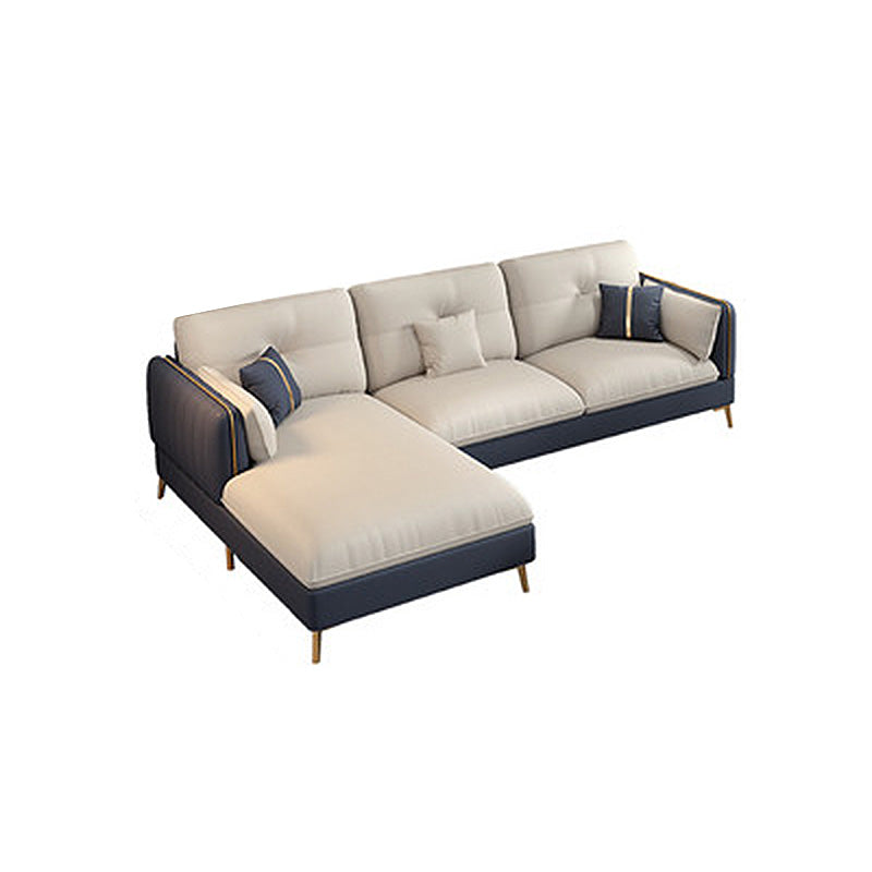 Tufted Back Faux leather Sofa Waterproof Sectional with Square Arms 100"L x 69"W x 31"H Sponge Clearhalo 'furn' 'furn_sectionals' 'Furniture' 'furniture_sectionals' 'kitchen' 'kitchen_sectionals' 'Living Room Furniture' 'Sectionals' 4855528
