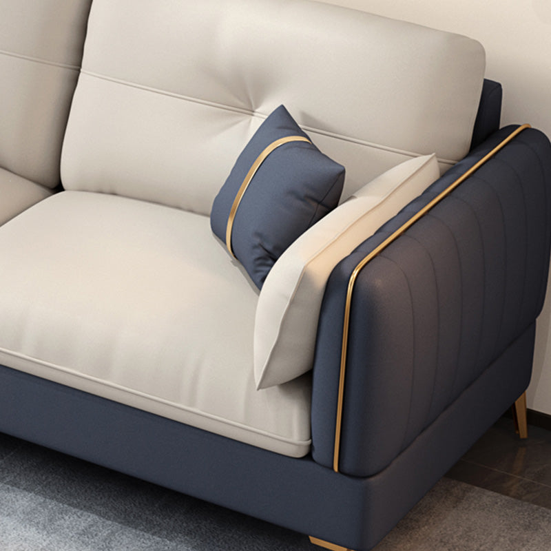 Tufted Back Faux leather Sofa Waterproof Sectional with Square Arms Clearhalo 'furn' 'furn_sectionals' 'Furniture' 'furniture_sectionals' 'kitchen' 'kitchen_sectionals' 'Living Room Furniture' 'Sectionals' 4855533