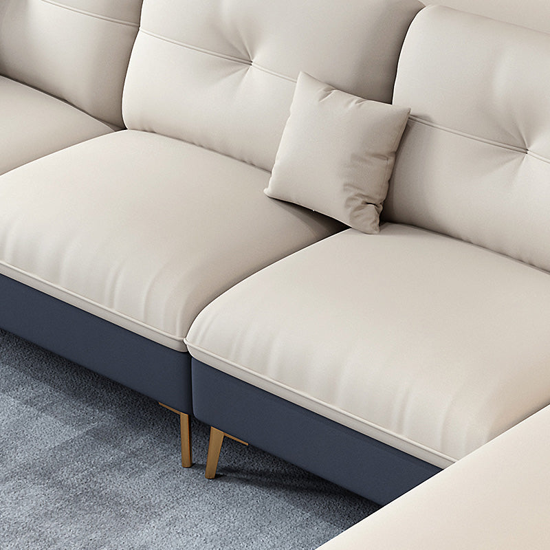 Tufted Back Faux leather Sofa Waterproof Sectional with Square Arms Clearhalo 'furn' 'furn_sectionals' 'Furniture' 'furniture_sectionals' 'kitchen' 'kitchen_sectionals' 'Living Room Furniture' 'Sectionals' 4855535