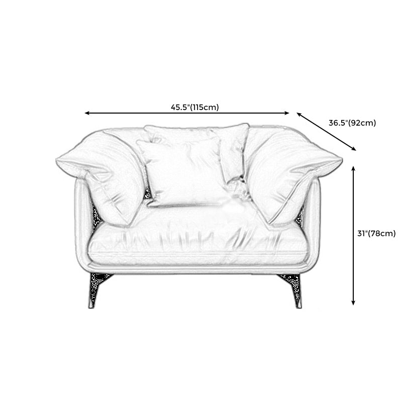 Tan Cushion Back Contemporary Stain-Resistant Genuine Leather Sofa Clearhalo 'furn' 'furn_sectionals' 'Furniture' 'furniture_sectionals' 'kitchen' 'kitchen_sectionals' 'Living Room Furniture' 'Sectionals' 4855552