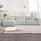 Square Arm Cushion Back Modern Velvet Living Room L-Shape Sofa 121"L x 71"W x 29"H Off-White Clearhalo 'furn' 'furn_sectionals' 'Furniture' 'furniture_sectionals' 'kitchen' 'kitchen_sectionals' 'Living Room Furniture' 'Sectionals' 4855577