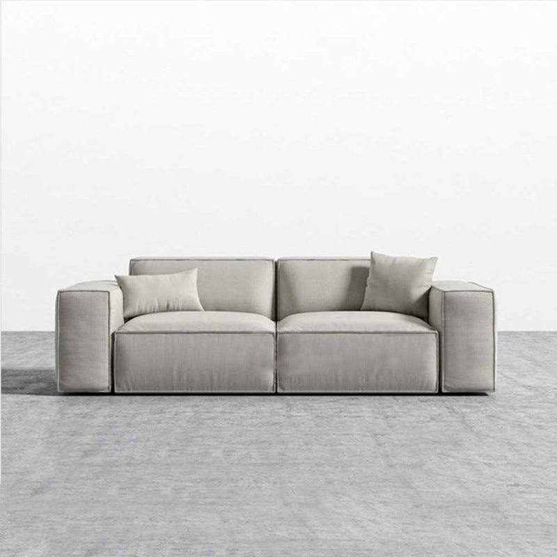 Square Arm Cushion Back Modern Velvet Living Room L-Shape Sofa 82"L x 39"W x 29"H Off-White Clearhalo 'furn' 'furn_sectionals' 'Furniture' 'furniture_sectionals' 'kitchen' 'kitchen_sectionals' 'Living Room Furniture' 'Sectionals' 4855584