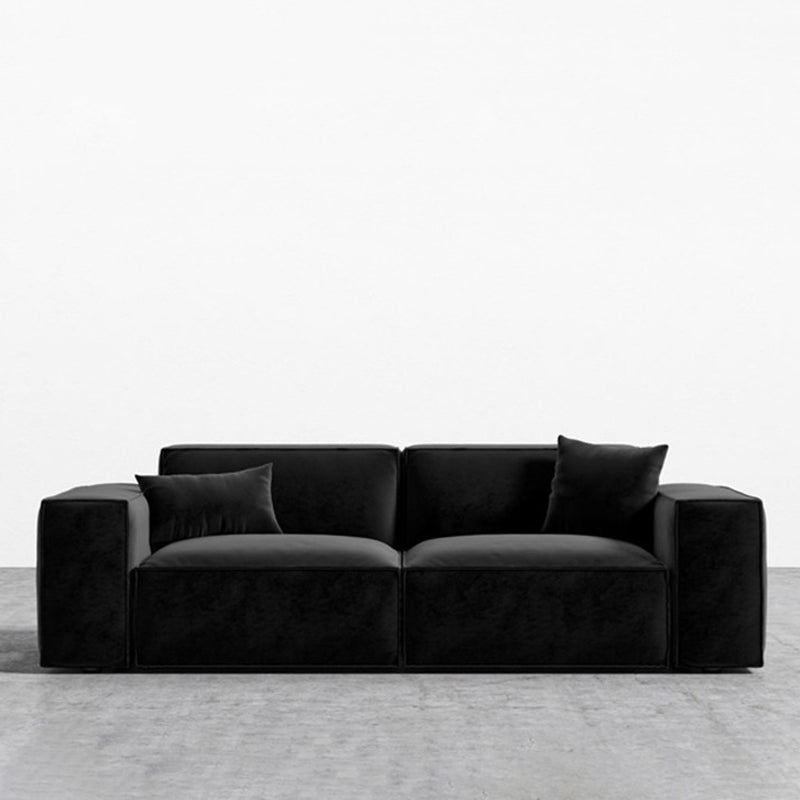 Square Arm Cushion Back Modern Velvet Living Room L-Shape Sofa 82"L x 39"W x 29"H Black Clearhalo 'furn' 'furn_sectionals' 'Furniture' 'furniture_sectionals' 'kitchen' 'kitchen_sectionals' 'Living Room Furniture' 'Sectionals' 4855585