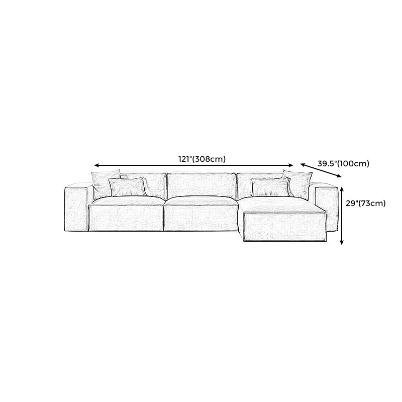 Square Arm Cushion Back Modern Velvet Living Room L-Shape Sofa Clearhalo 'furn' 'furn_sectionals' 'Furniture' 'furniture_sectionals' 'kitchen' 'kitchen_sectionals' 'Living Room Furniture' 'Sectionals' 4855587