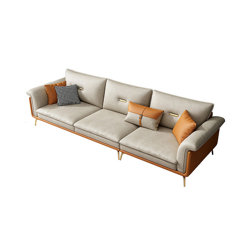 Faux leather Removable Cushions Pillow Top Arm Sofa and Sectional with Slipcovere 105.5"L x 35"W x 31.5"H Sponge Clearhalo 'furn' 'furn_sectionals' 'Furniture' 'furniture_sectionals' 'kitchen' 'kitchen_sectionals' 'Living Room Furniture' 'Sectionals' 4855614