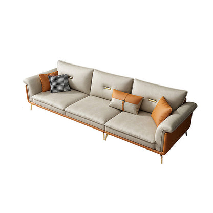 Faux leather Removable Cushions Pillow Top Arm Sofa and Sectional with Slipcovere 105.5"L x 35"W x 31.5"H Sponge Clearhalo 'furn' 'furn_sectionals' 'Furniture' 'furniture_sectionals' 'kitchen' 'kitchen_sectionals' 'Living Room Furniture' 'Sectionals' 4855614