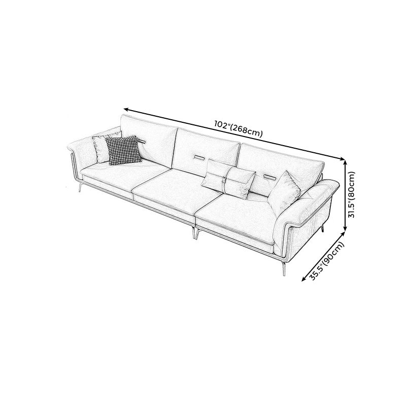 Faux leather Removable Cushions Pillow Top Arm Sofa and Sectional with Slipcovere Clearhalo 'furn' 'furn_sectionals' 'Furniture' 'furniture_sectionals' 'kitchen' 'kitchen_sectionals' 'Living Room Furniture' 'Sectionals' 4855618