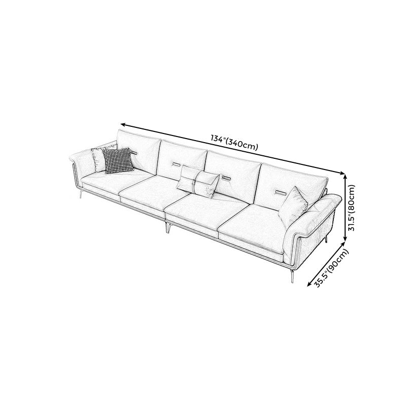 Faux leather Removable Cushions Pillow Top Arm Sofa and Sectional with Slipcovere Clearhalo 'furn' 'furn_sectionals' 'Furniture' 'furniture_sectionals' 'kitchen' 'kitchen_sectionals' 'Living Room Furniture' 'Sectionals' 4855619