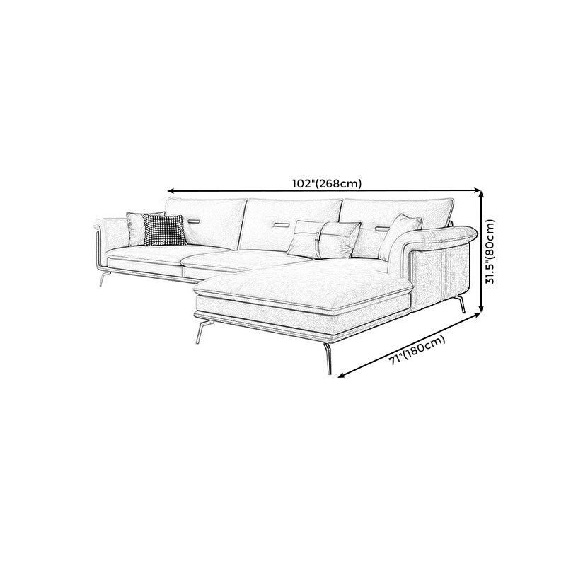 Faux leather Removable Cushions Pillow Top Arm Sofa and Sectional with Slipcovere Clearhalo 'furn' 'furn_sectionals' 'Furniture' 'furniture_sectionals' 'kitchen' 'kitchen_sectionals' 'Living Room Furniture' 'Sectionals' 4855620