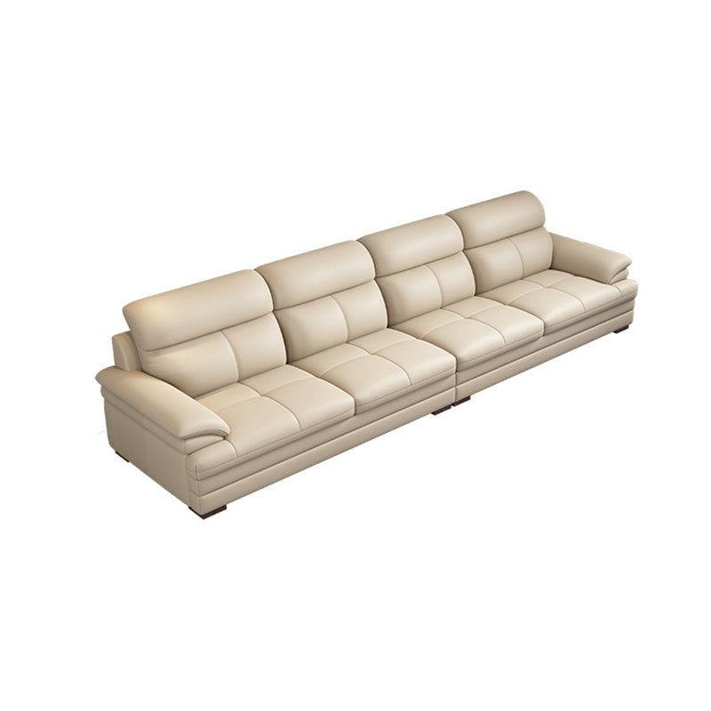 Genuine Leather High Back Pillow Top Arm Sofa and Sectional with Wear Resistant 136"L x 37"W x 37.4"H Clearhalo 'furn' 'furn_sectionals' 'Furniture' 'furniture_sectionals' 'kitchen' 'kitchen_sectionals' 'Living Room Furniture' 'Sectionals' 4855629