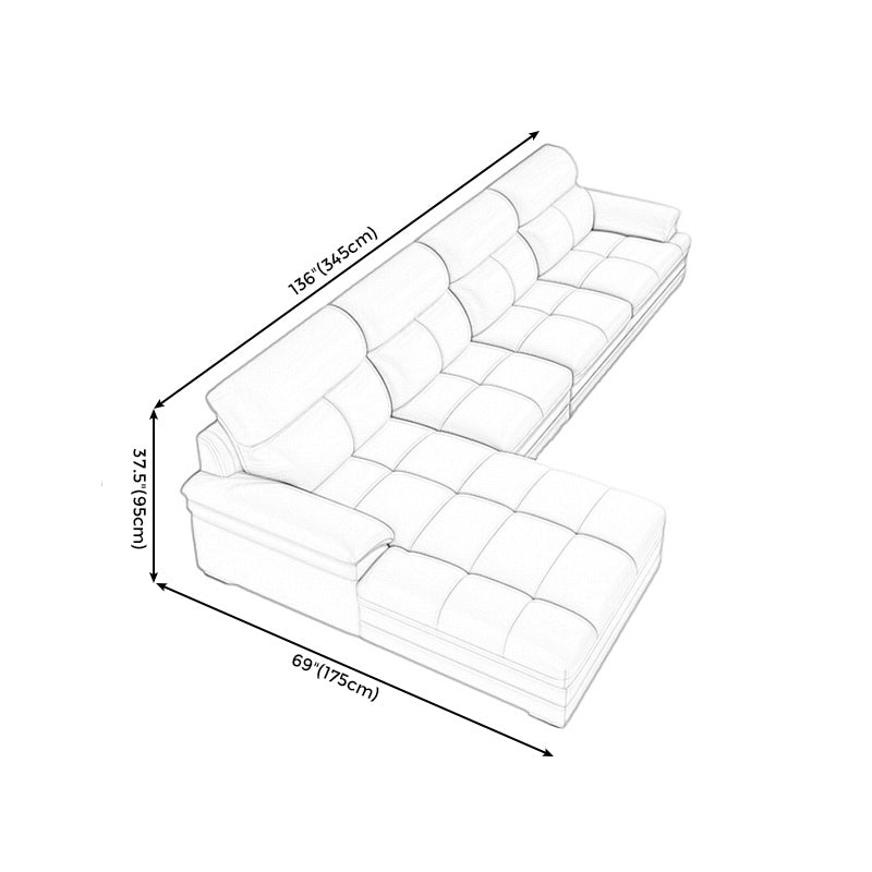 Genuine Leather High Back Pillow Top Arm Sofa and Sectional with Wear Resistant Clearhalo 'furn' 'furn_sectionals' 'Furniture' 'furniture_sectionals' 'kitchen' 'kitchen_sectionals' 'Living Room Furniture' 'Sectionals' 4855636
