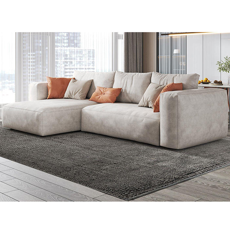 Modern Faux Leather Living Room Sectional Cream Square Arm Cushion Back Sofa Clearhalo 'furn' 'furn_sectionals' 'Furniture' 'furniture_sectionals' 'kitchen' 'kitchen_sectionals' 'Living Room Furniture' 'Sectionals' 4855644