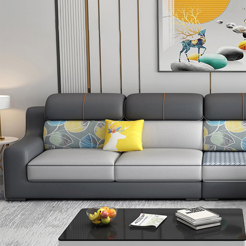 Contemporary Sloped Arm Sectional Removable Cushions Sofa and Chaise for Living Room Clearhalo 'furn' 'furn_sectionals' 'Furniture' 'furniture_sectionals' 'kitchen' 'kitchen_sectionals' 'Living Room Furniture' 'Sectionals' 4855658