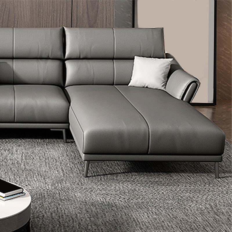 Faux leather High Back Square Arm Sofa and Sectional with Stain-Resistant Clearhalo 'furn' 'furn_sectionals' 'Furniture' 'furniture_sectionals' 'kitchen' 'kitchen_sectionals' 'Living Room Furniture' 'Sectionals' 4855674