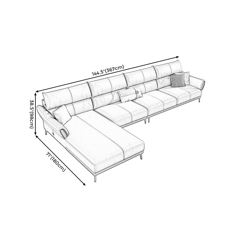 Faux leather High Back Square Arm Sofa and Sectional with Stain-Resistant Clearhalo 'furn' 'furn_sectionals' 'Furniture' 'furniture_sectionals' 'kitchen' 'kitchen_sectionals' 'Living Room Furniture' 'Sectionals' 4855679