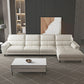 Modern Cream High Back Sofa and Chaise Pillow Top Arm Leather Sectional 136"L x 68"W x 37"H Leather Clearhalo 'furn' 'furn_sectionals' 'Furniture' 'furniture_sectionals' 'kitchen' 'kitchen_sectionals' 'Living Room Furniture' 'Sectionals' 4855680