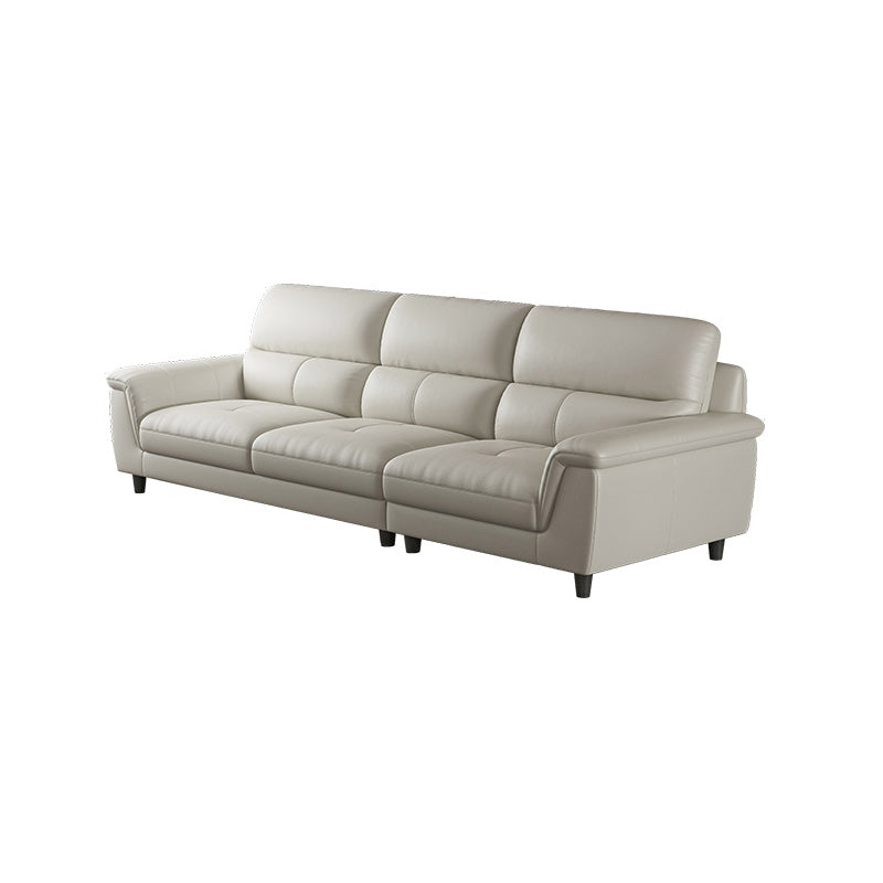 Modern Cream High Back Sofa and Chaise Pillow Top Arm Leather Sectional 107"L x 38"W x 37"H Clearhalo 'furn' 'furn_sectionals' 'Furniture' 'furniture_sectionals' 'kitchen' 'kitchen_sectionals' 'Living Room Furniture' 'Sectionals' 4855681