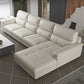 Modern Cream High Back Sofa and Chaise Pillow Top Arm Leather Sectional 136"L x 68"W x 37"H Genuine Leather Clearhalo 'furn' 'furn_sectionals' 'Furniture' 'furniture_sectionals' 'kitchen' 'kitchen_sectionals' 'Living Room Furniture' 'Sectionals' 4855682
