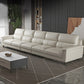 Modern Cream High Back Sofa and Chaise Pillow Top Arm Leather Sectional 163"L x 38"W x 37"H Genuine Leather Clearhalo 'furn' 'furn_sectionals' 'Furniture' 'furniture_sectionals' 'kitchen' 'kitchen_sectionals' 'Living Room Furniture' 'Sectionals' 4855684