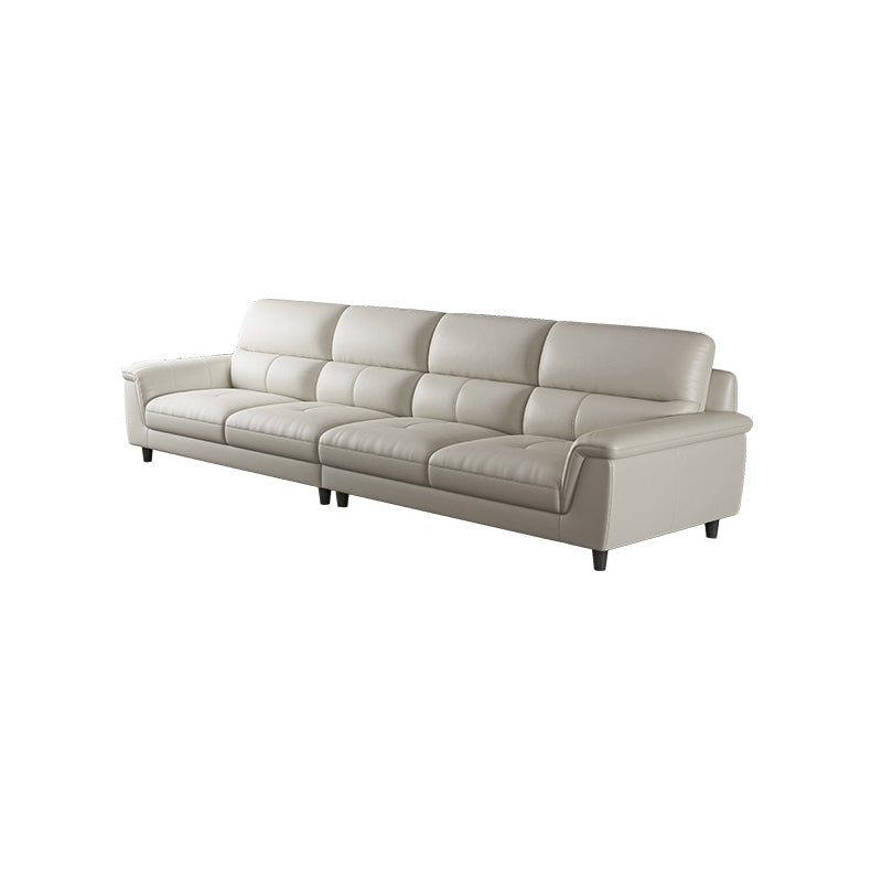 Modern Cream High Back Sofa and Chaise Pillow Top Arm Leather Sectional 136"L x 38"W x 37"H Clearhalo 'furn' 'furn_sectionals' 'Furniture' 'furniture_sectionals' 'kitchen' 'kitchen_sectionals' 'Living Room Furniture' 'Sectionals' 4855687