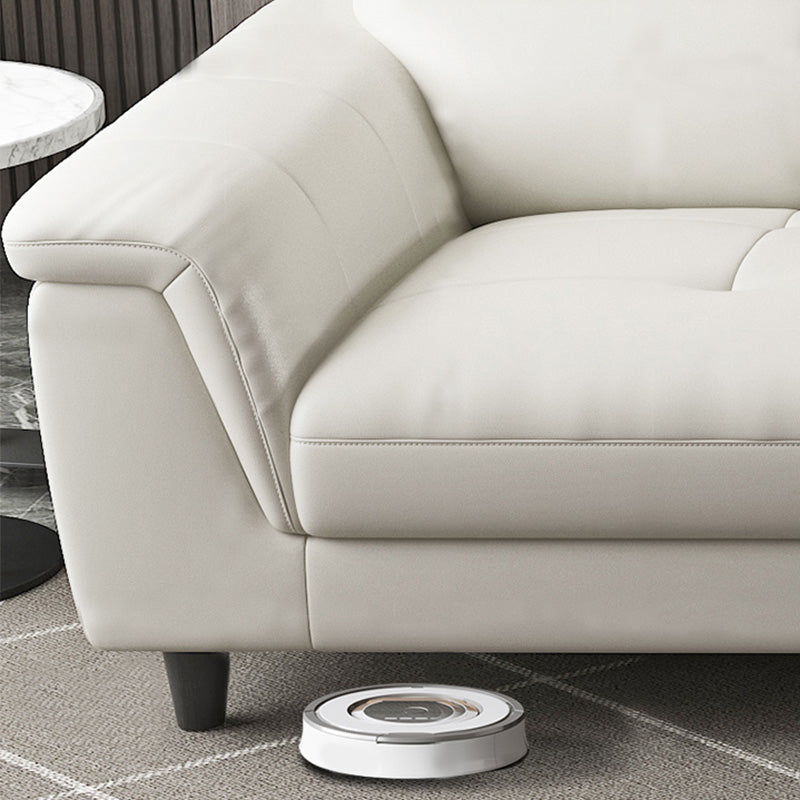 Modern Cream High Back Sofa and Chaise Pillow Top Arm Leather Sectional Clearhalo 'furn' 'furn_sectionals' 'Furniture' 'furniture_sectionals' 'kitchen' 'kitchen_sectionals' 'Living Room Furniture' 'Sectionals' 4855688