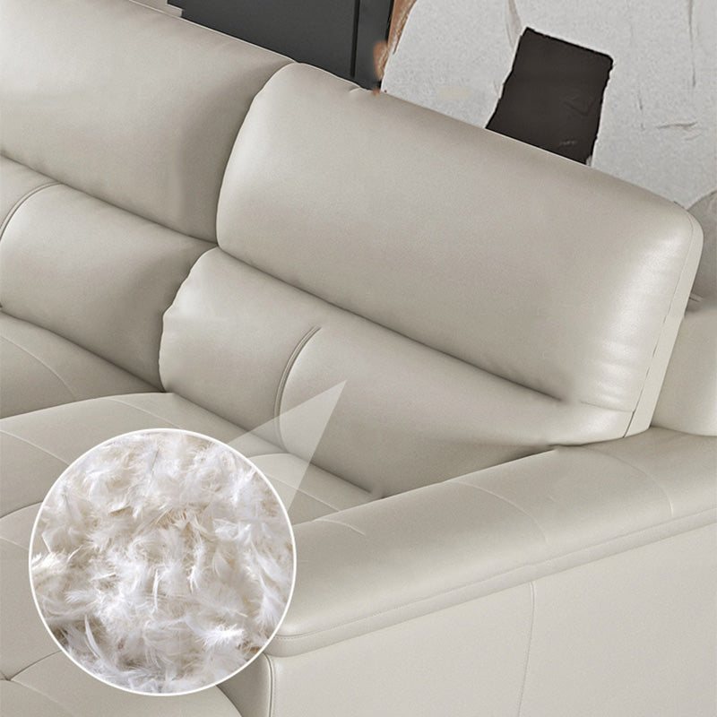 Modern Cream High Back Sofa and Chaise Pillow Top Arm Leather Sectional Clearhalo 'furn' 'furn_sectionals' 'Furniture' 'furniture_sectionals' 'kitchen' 'kitchen_sectionals' 'Living Room Furniture' 'Sectionals' 4855689