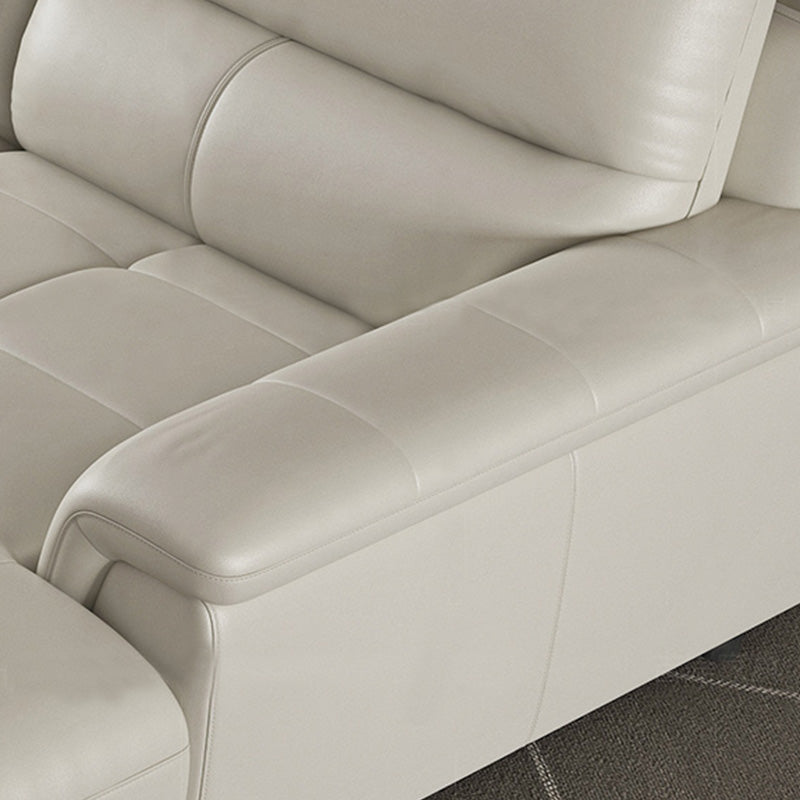 Modern Cream High Back Sofa and Chaise Pillow Top Arm Leather Sectional Clearhalo 'furn' 'furn_sectionals' 'Furniture' 'furniture_sectionals' 'kitchen' 'kitchen_sectionals' 'Living Room Furniture' 'Sectionals' 4855691