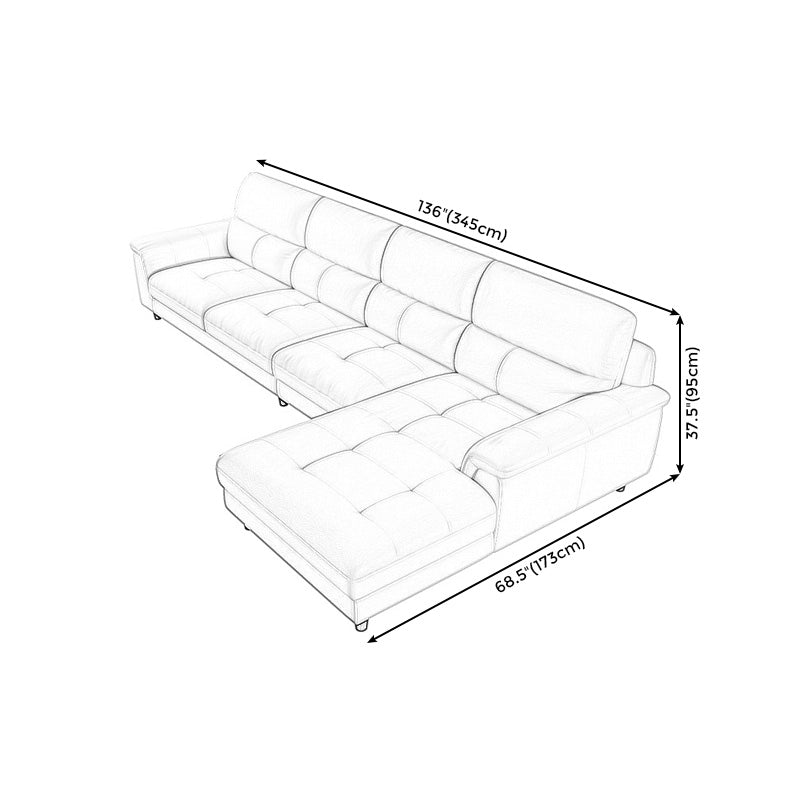 Modern Cream High Back Sofa and Chaise Pillow Top Arm Leather Sectional Clearhalo 'furn' 'furn_sectionals' 'Furniture' 'furniture_sectionals' 'kitchen' 'kitchen_sectionals' 'Living Room Furniture' 'Sectionals' 4855695