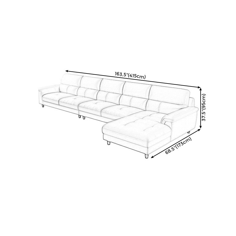 Modern Cream High Back Sofa and Chaise Pillow Top Arm Leather Sectional Clearhalo 'furn' 'furn_sectionals' 'Furniture' 'furniture_sectionals' 'kitchen' 'kitchen_sectionals' 'Living Room Furniture' 'Sectionals' 4855696