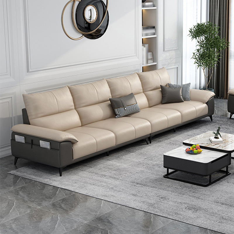 Genuine Leather High Back Pillow Top Arm Sofa and Sectional with Storage 130"L x 39"W x 36"H Latex Clearhalo 'furn' 'furn_sectionals' 'Furniture' 'furniture_sectionals' 'kitchen' 'kitchen_sectionals' 'Living Room Furniture' 'Sectionals' 4855712