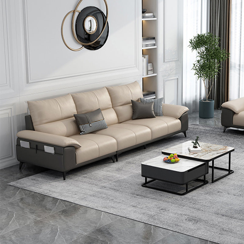 Genuine Leather High Back Pillow Top Arm Sofa and Sectional with Storage 102"L x 39"W x 36"H Latex Clearhalo 'furn' 'furn_sectionals' 'Furniture' 'furniture_sectionals' 'kitchen' 'kitchen_sectionals' 'Living Room Furniture' 'Sectionals' 4855713