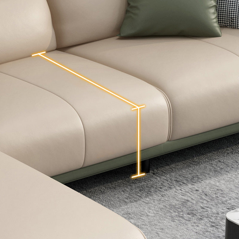 Genuine Leather High Back Pillow Top Arm Sofa and Sectional with Storage Clearhalo 'furn' 'furn_sectionals' 'Furniture' 'furniture_sectionals' 'kitchen' 'kitchen_sectionals' 'Living Room Furniture' 'Sectionals' 4855721