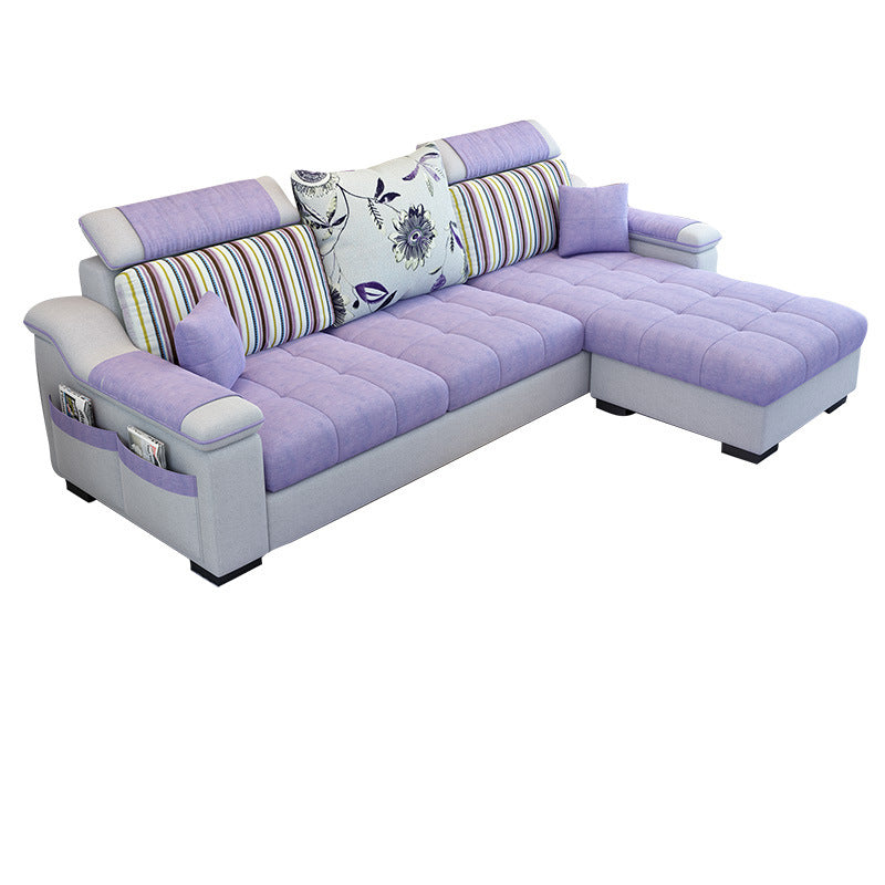 Sloped Arms Sectionals 106.3"D x 57"W x 35.43"H High Back Sofa with Storage for Apartment Purple Clearhalo 'furn' 'furn_sectionals' 'Furniture' 'furniture_sectionals' 'kitchen' 'kitchen_sectionals' 'Living Room Furniture' 'Sectionals' 4855735