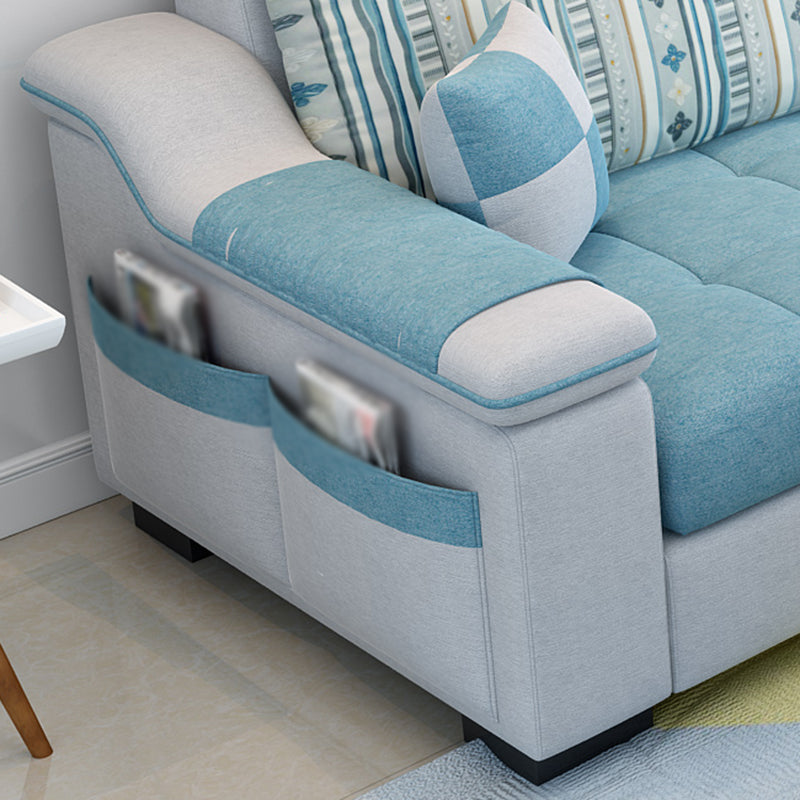 Sloped Arms Sectionals 106.3"D x 57"W x 35.43"H High Back Sofa with Storage for Apartment Clearhalo 'furn' 'furn_sectionals' 'Furniture' 'furniture_sectionals' 'kitchen' 'kitchen_sectionals' 'Living Room Furniture' 'Sectionals' 4855740