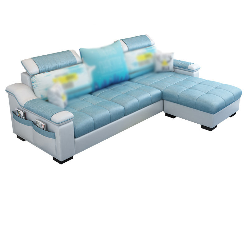 Sloped Arms Sectionals 106.3"D x 57"W x 35.43"H High Back Sofa with Storage for Apartment Blue Clearhalo 'furn' 'furn_sectionals' 'Furniture' 'furniture_sectionals' 'kitchen' 'kitchen_sectionals' 'Living Room Furniture' 'Sectionals' 4855744