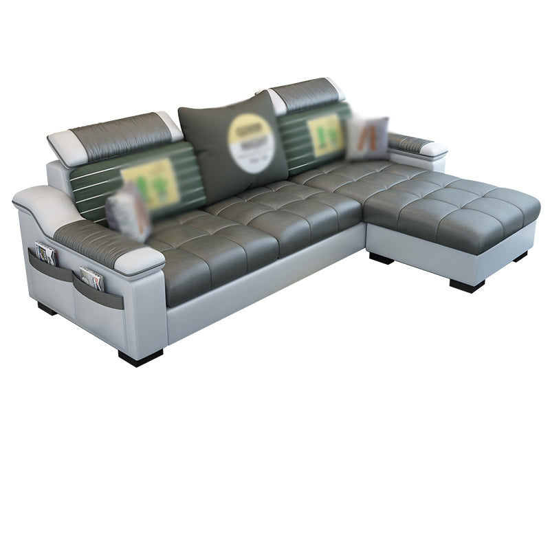 Sloped Arms Sectionals 106.3"D x 57"W x 35.43"H High Back Sofa with Storage for Apartment Dark Gray-White Clearhalo 'furn' 'furn_sectionals' 'Furniture' 'furniture_sectionals' 'kitchen' 'kitchen_sectionals' 'Living Room Furniture' 'Sectionals' 4855745