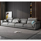 Modern Faux Leather Sectional Sofa 33.46"High Flared Arm Sofa and Chaise, Grey 106"L x 35"W x 33.5"H Latex Clearhalo 'furn' 'furn_sectionals' 'Furniture' 'furniture_sectionals' 'kitchen' 'kitchen_sectionals' 'Living Room Furniture' 'Sectionals' 4855751
