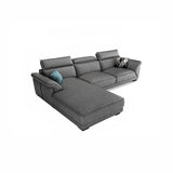 Modern Faux Leather Sectional Sofa 33.46"High Flared Arm Sofa and Chaise, Grey Clearhalo 'furn' 'furn_sectionals' 'Furniture' 'furniture_sectionals' 'kitchen' 'kitchen_sectionals' 'Living Room Furniture' 'Sectionals' 4855754
