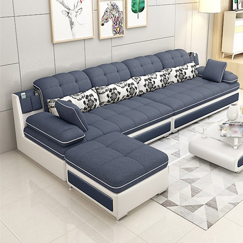 129.92" W √ó 62.99" D √ó 33.46" H Removable Cushions Pillow Top Arm Sofa and Sectional Grey Clearhalo 'furn' 'furn_sectionals' 'Furniture' 'furniture_sectionals' 'kitchen' 'kitchen_sectionals' 'Living Room Furniture' 'Sectionals' 4855764