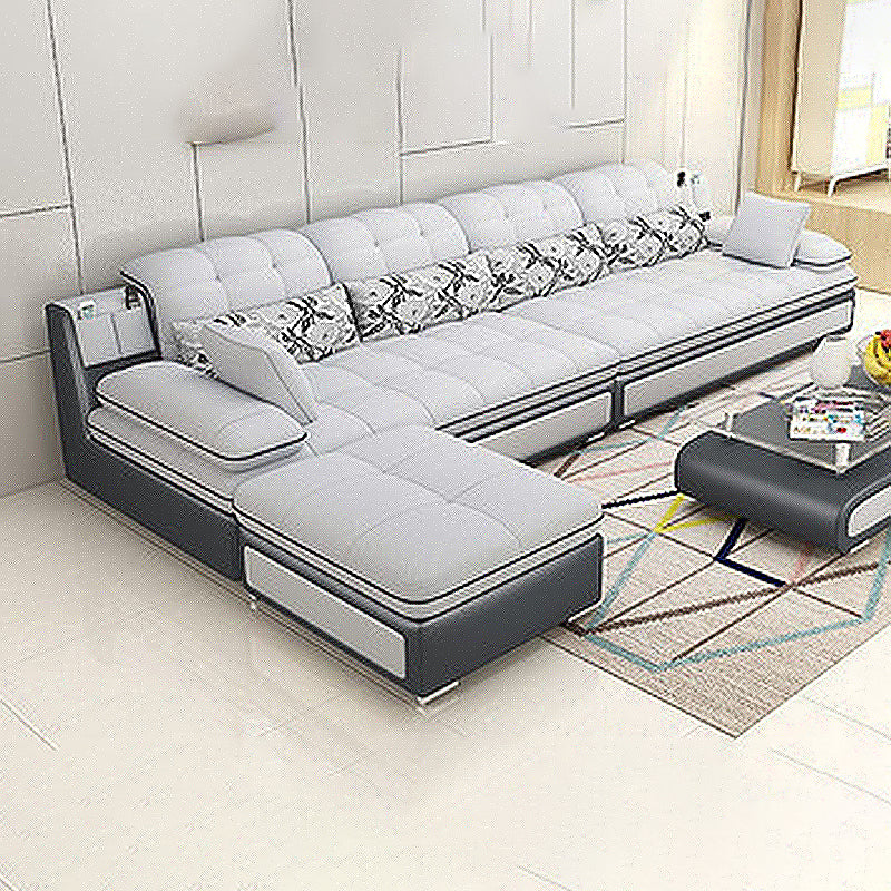 129.92" W √ó 62.99" D √ó 33.46" H Removable Cushions Pillow Top Arm Sofa and Sectional Black-Gray Clearhalo 'furn' 'furn_sectionals' 'Furniture' 'furniture_sectionals' 'kitchen' 'kitchen_sectionals' 'Living Room Furniture' 'Sectionals' 4855765