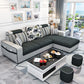 Square Arms Sectional 106.3"L High Back Sofa with Storage for Apartment Black Clearhalo 'Furniture' 'furniture_sectionals' 'kitchen' 'kitchen_sectionals' 'Living Room Furniture' 'Sectionals' 4855776