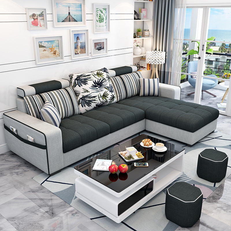 Square Arms Sectional 106.3"L High Back Sofa with Storage for Apartment Black Clearhalo 'Furniture' 'furniture_sectionals' 'kitchen' 'kitchen_sectionals' 'Living Room Furniture' 'Sectionals' 4855776