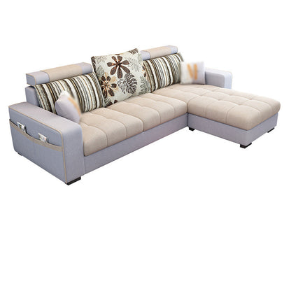 Square Arms Sectional 106.3"L High Back Sofa with Storage for Apartment Off-White Clearhalo 'Furniture' 'furniture_sectionals' 'kitchen' 'kitchen_sectionals' 'Living Room Furniture' 'Sectionals' 4855781